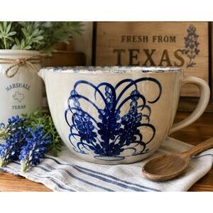 Vintage Marshall Pottery Texas Bluebonnet Signed Hand Turned Bowl 8”
